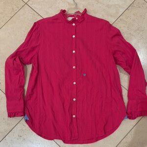 Kerri Rosenthal Womens Pink Button-Up Shirt with heart logo